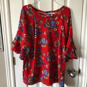 Faith and Joy Flutter-Sleeve Blouse